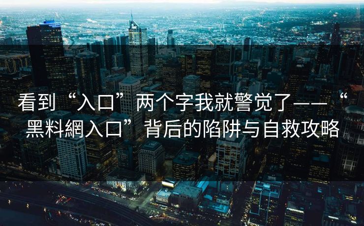 看到“入口”两个字我就警觉了——“黑料網入口”背后的陷阱与自救攻略