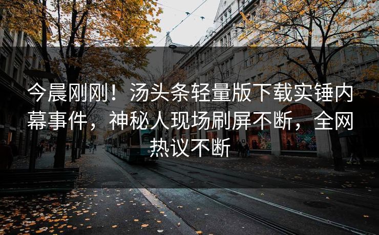 今晨刚刚！汤头条轻量版下载实锤内幕事件，神秘人现场刷屏不断，全网热议不断