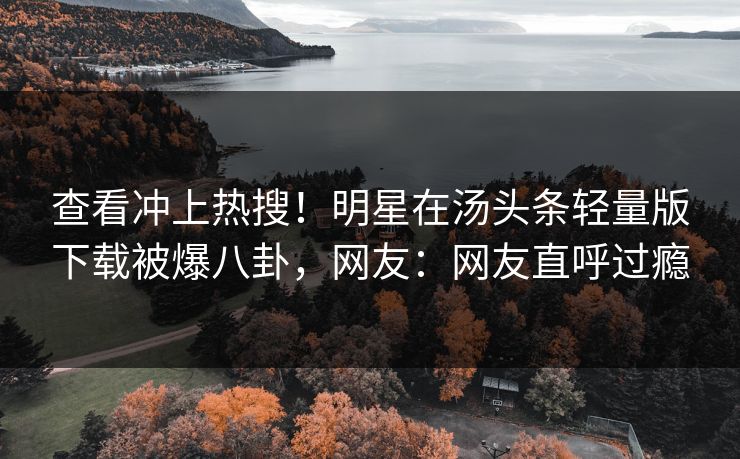 查看冲上热搜！明星在汤头条轻量版下载被爆八卦，网友：网友直呼过瘾