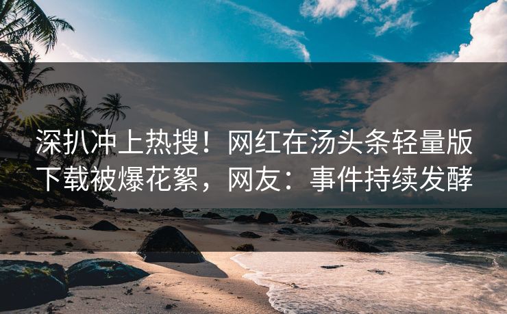 深扒冲上热搜！网红在汤头条轻量版下载被爆花絮，网友：事件持续发酵