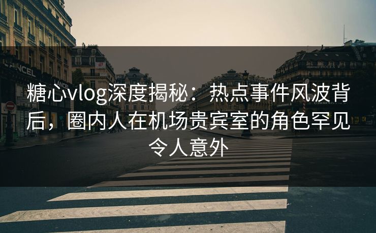 糖心vlog深度揭秘：热点事件风波背后，圈内人在机场贵宾室的角色罕见令人意外