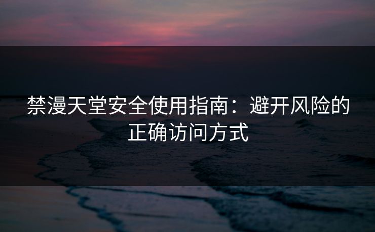 禁漫天堂安全使用指南：避开风险的正确访问方式