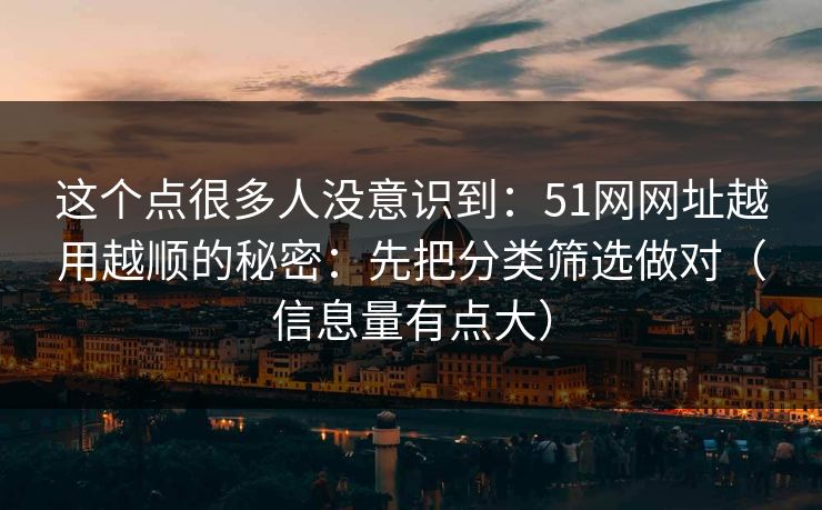 这个点很多人没意识到：51网网址越用越顺的秘密：先把分类筛选做对（信息量有点大）